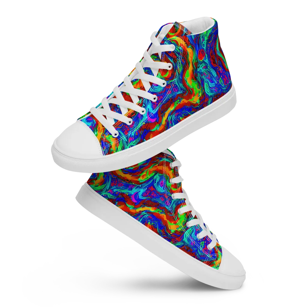 The Chromatic Rush on Men's High Top Canvas Shoes — Front