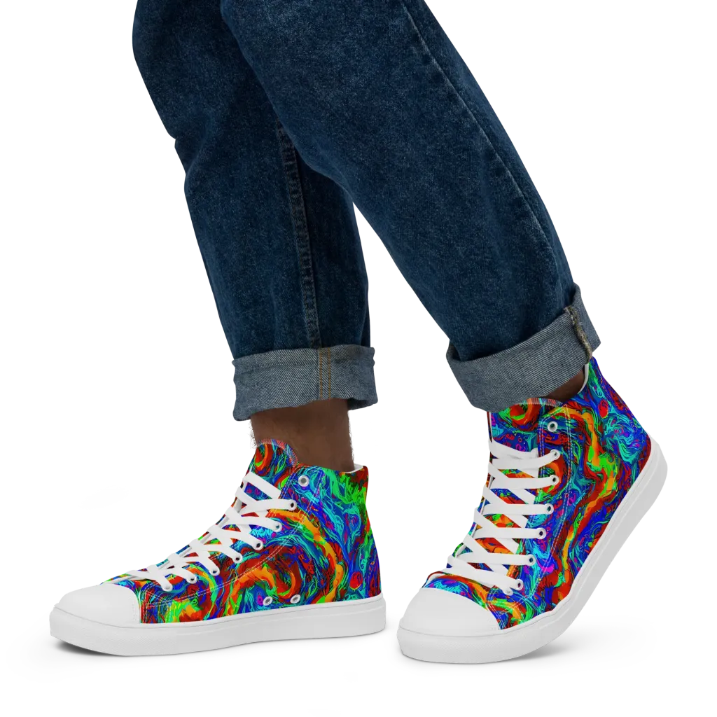 The Chromatic Rush on Men's High Top Canvas Shoes — Left