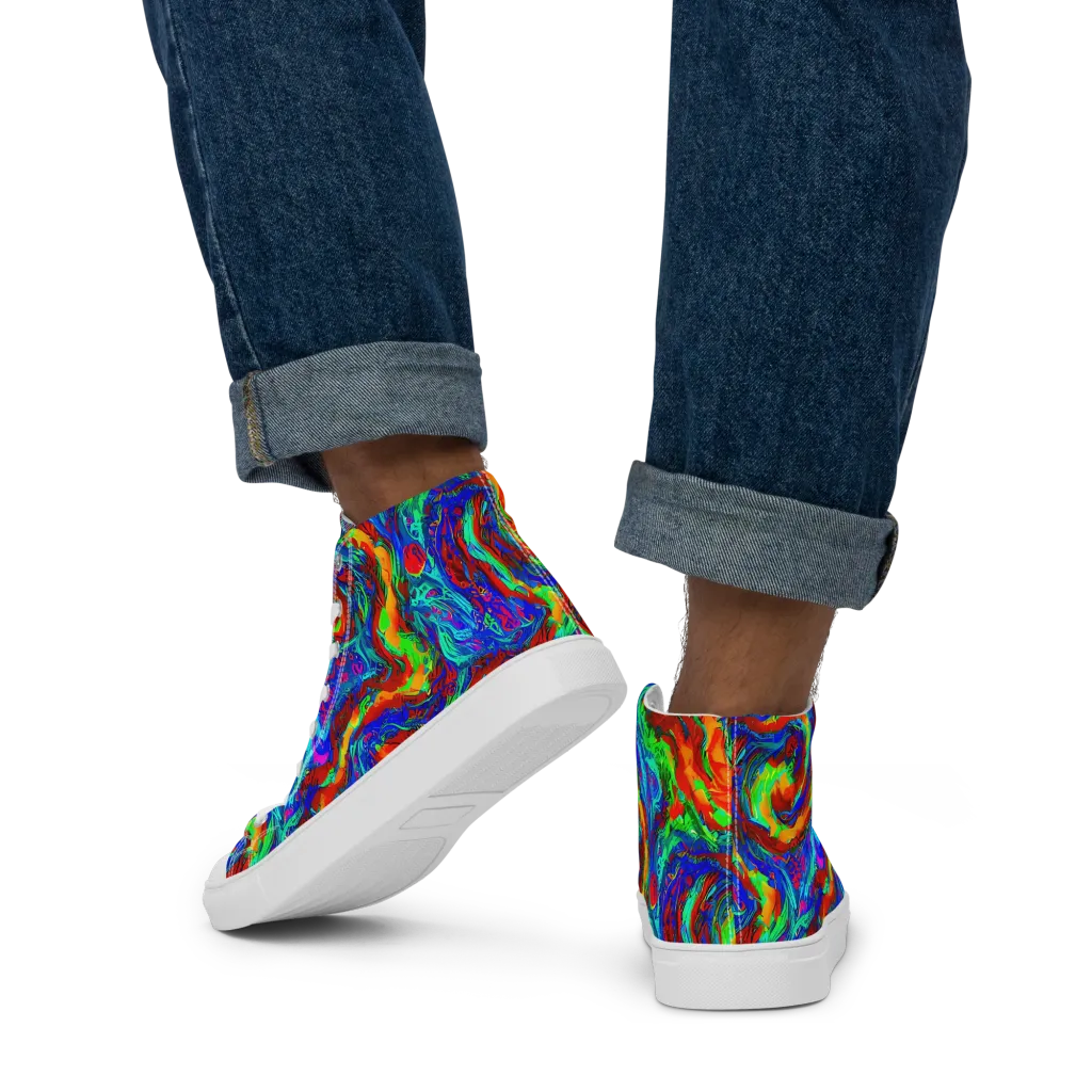 The Chromatic Rush on Men's High Top Canvas Shoes — Back