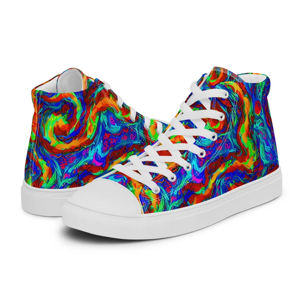 The Chromatic Rush on Women's High Top Canvas Shoes — Left
