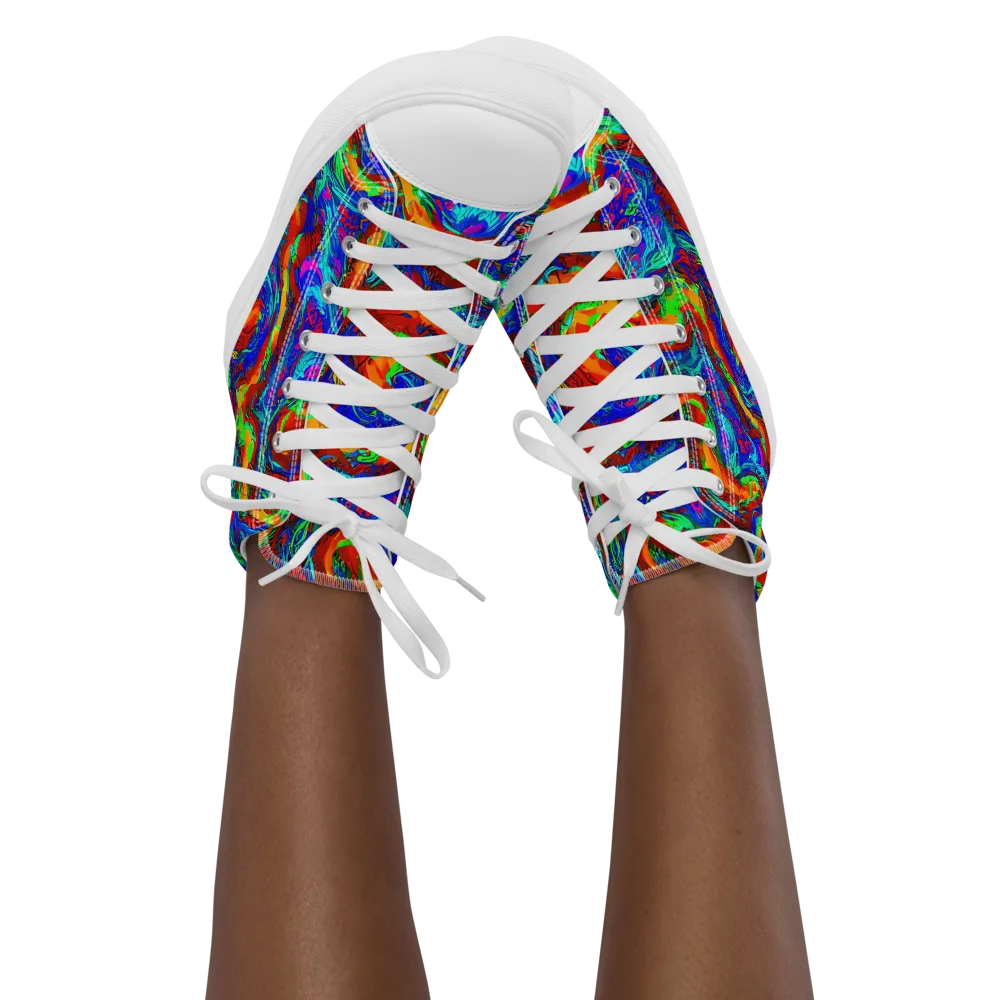 The Chromatic Rush on Women's High Top Canvas Shoes — Front