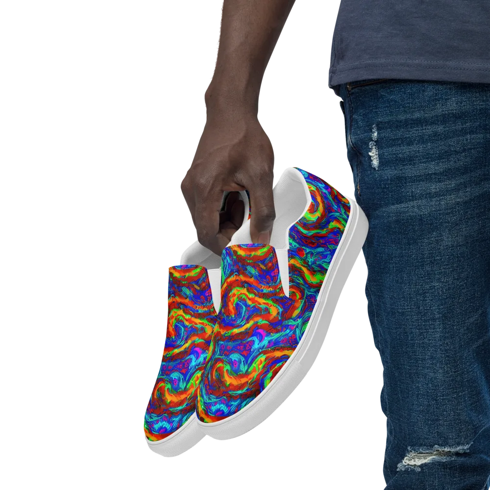 The Chromatic Rush on Men's Slip-On Canvas Shoes — Left Front