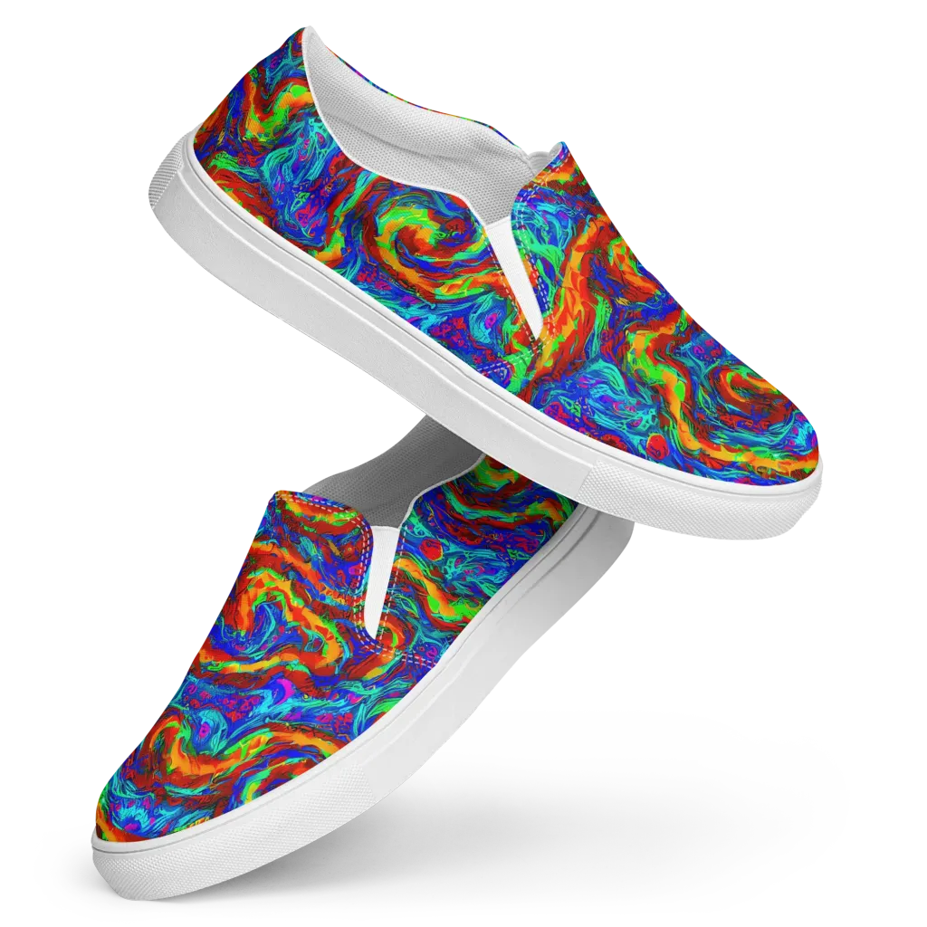 The Chromatic Rush on Women's Slip-On Canvas Shoes — Front