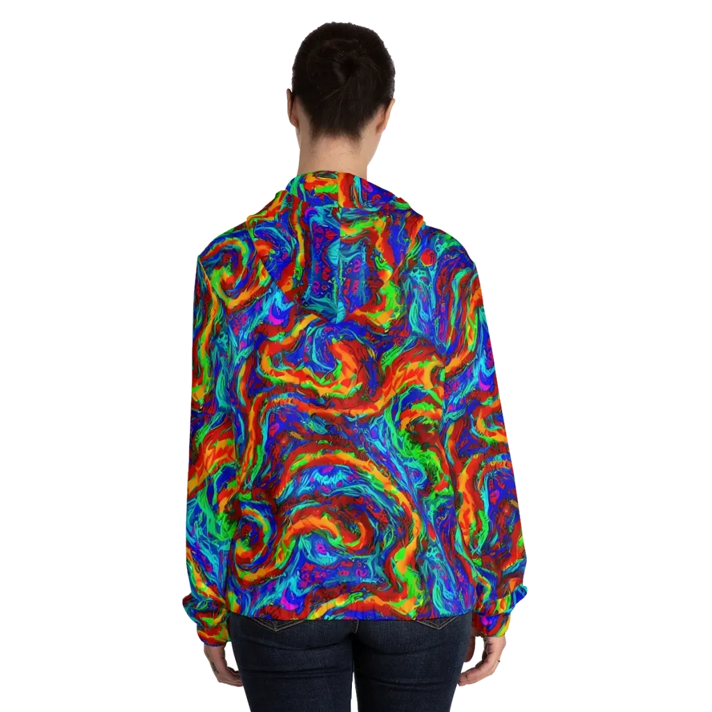 The Chromatic Rush on Women's Full-Zip Hoodie — Back On Person