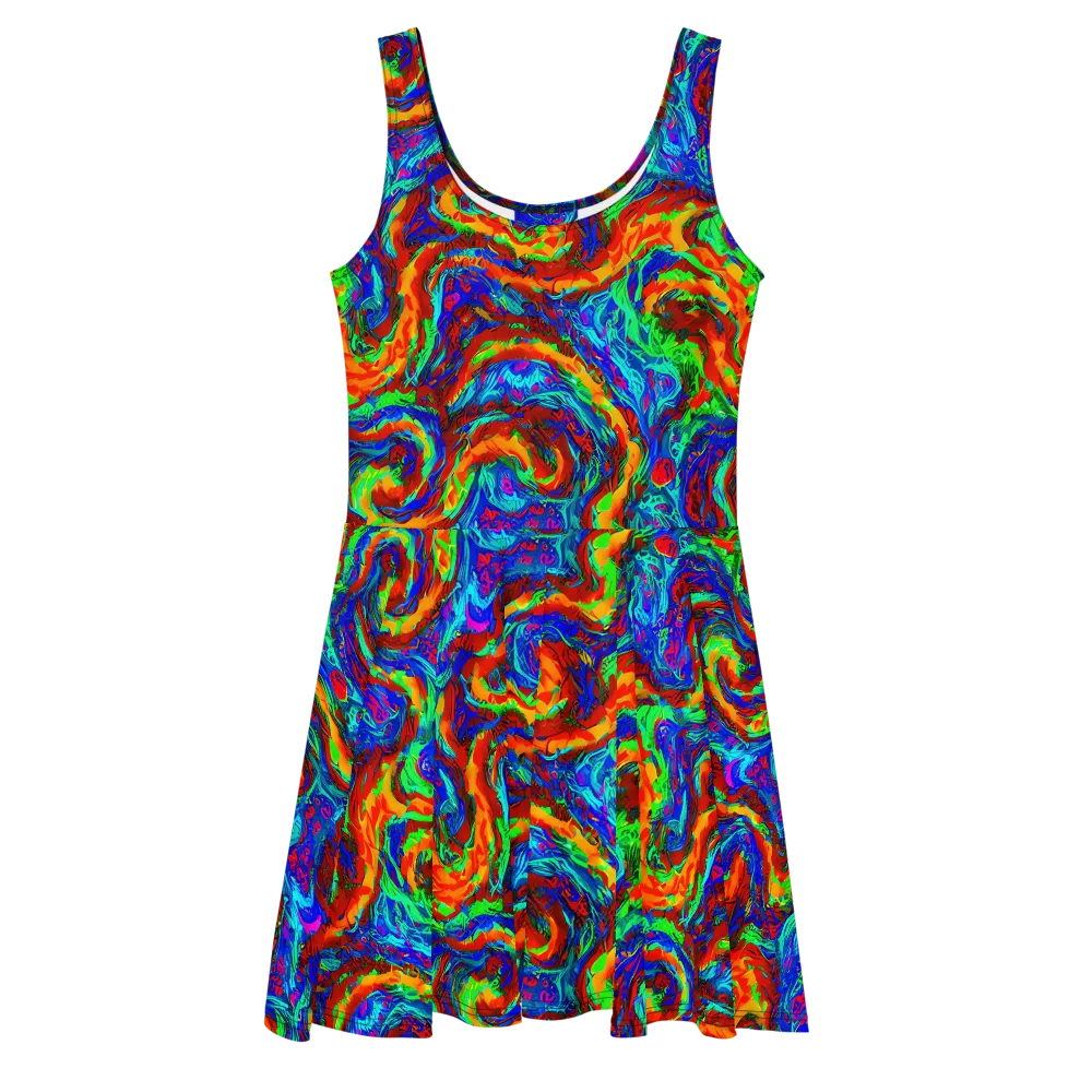 The Chromatic Rush on Skater Dress — Front