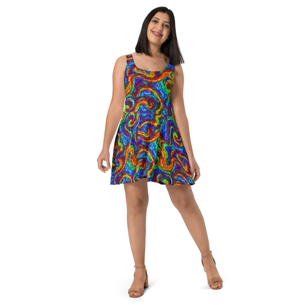The Chromatic Rush on Skater Dress — Front