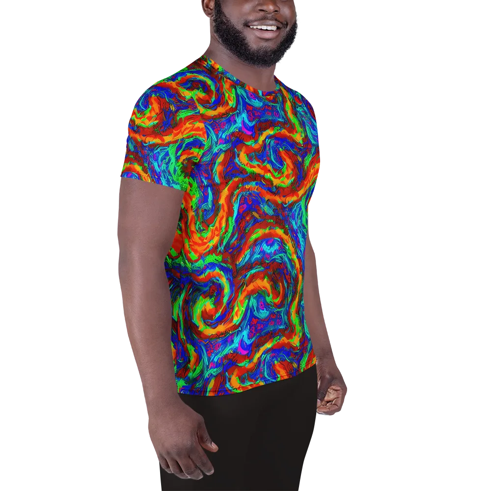 The Chromatic Rush on Men's Athletic T-Shirt — Right