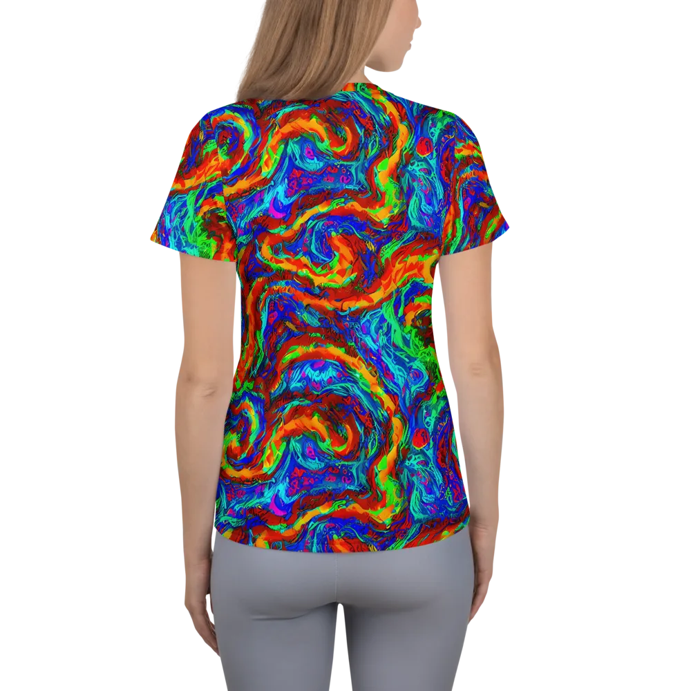 The Chromatic Rush on Women's Athletic T-Shirt — Back