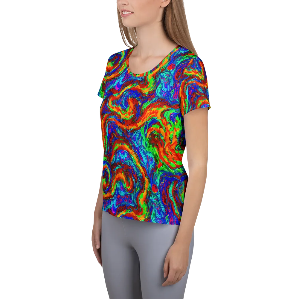The Chromatic Rush on Women's Athletic T-Shirt — Left