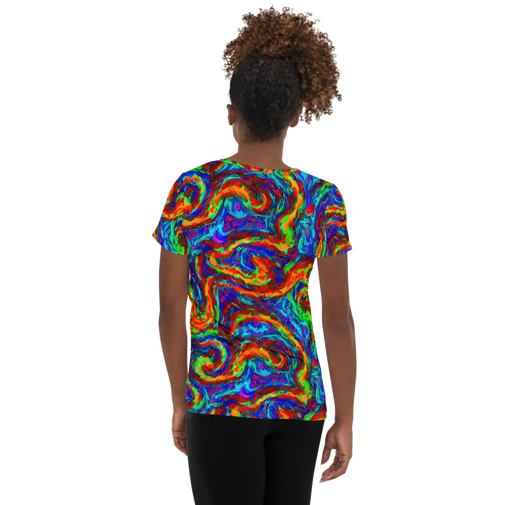 The Chromatic Rush on Women's Athletic T-Shirt — Back
