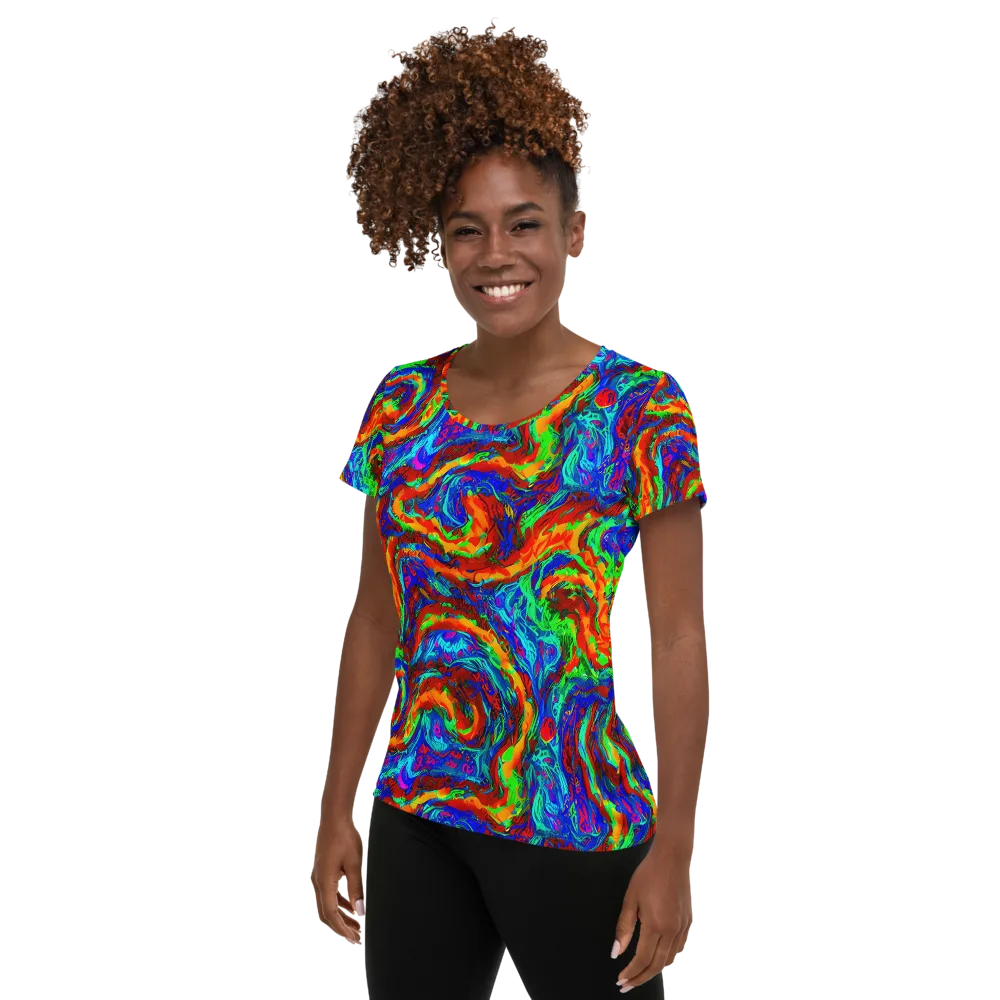 The Chromatic Rush on Women's Athletic T-Shirt — Left
