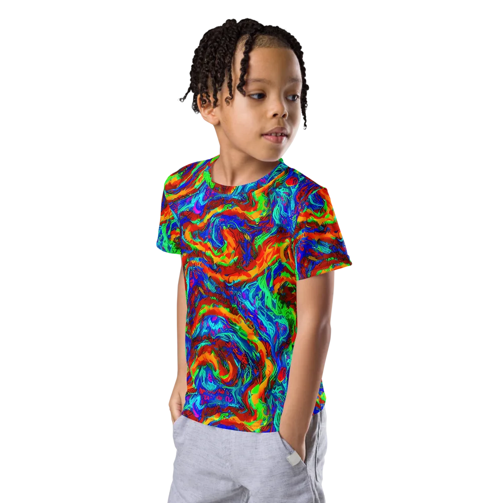 The Chromatic Rush on Kids Crew Neck T-Shirt — Left Front