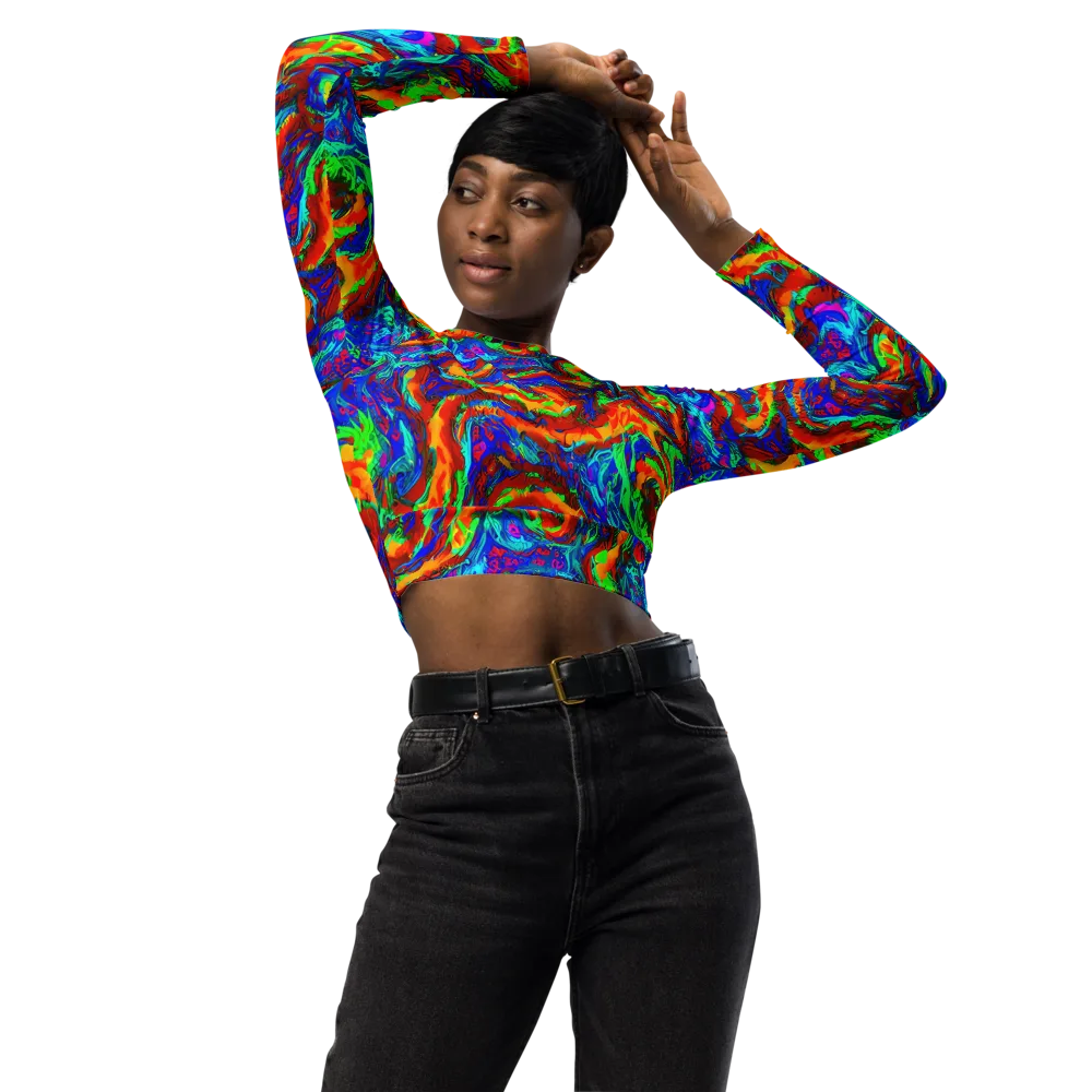 The Chromatic Rush on Long Sleeve Crop Top — Front