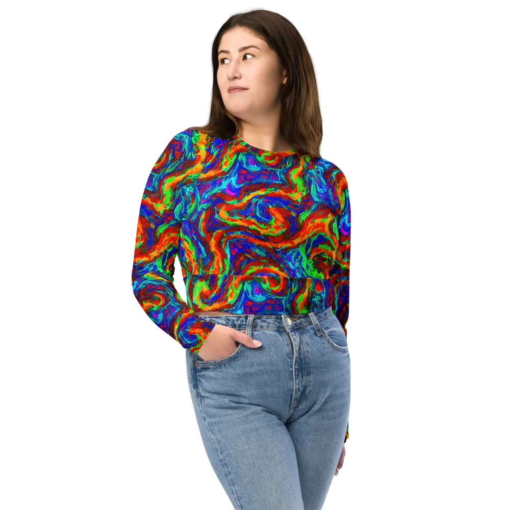 The Chromatic Rush on Long Sleeve Crop Top — Front