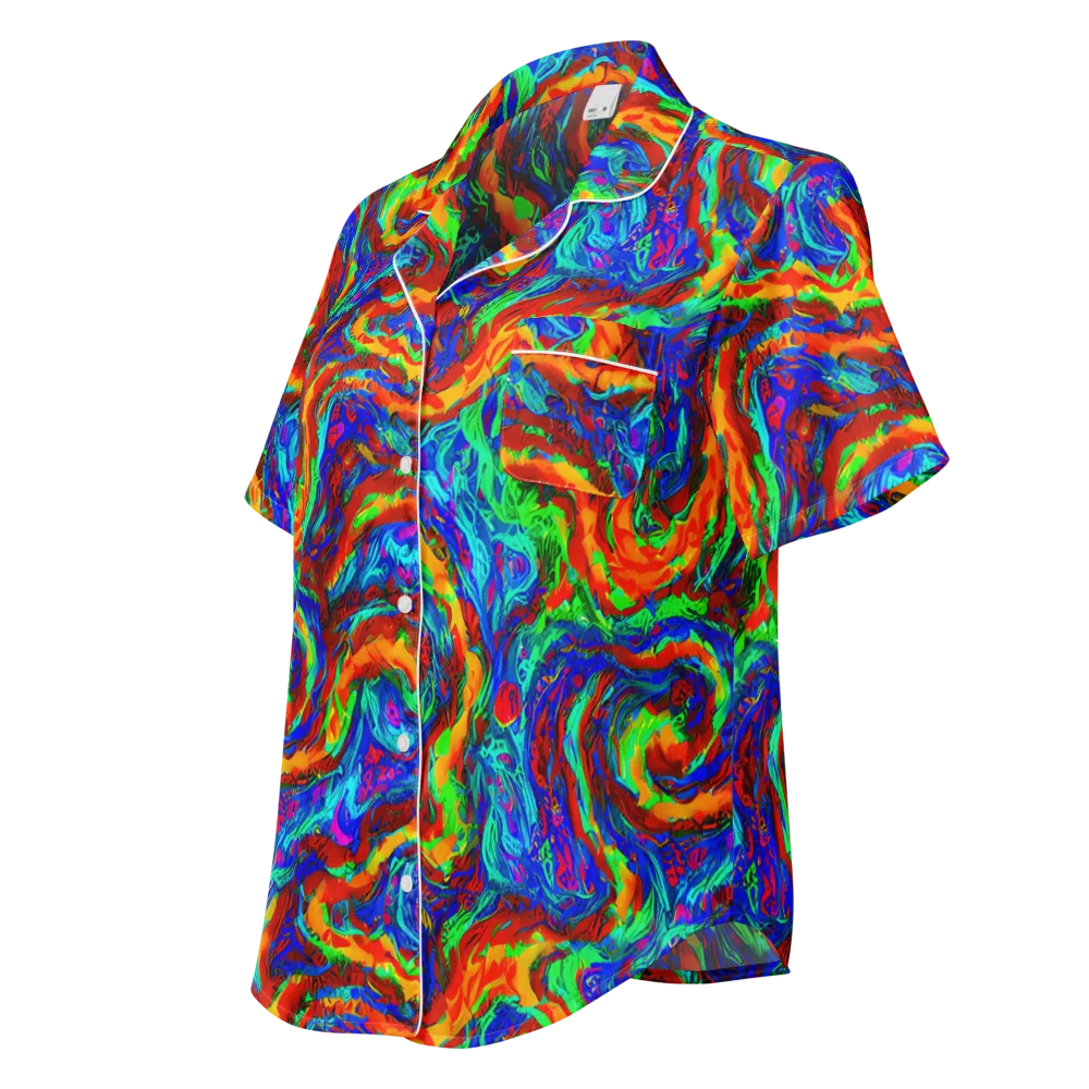 The Chromatic Rush on Women's Short Sleeve Pajama Top — Left Front