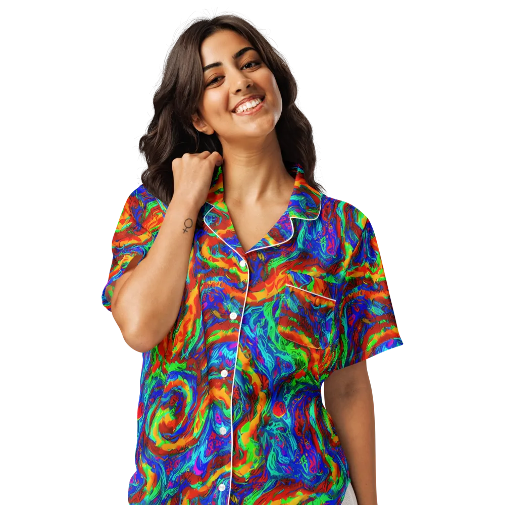 The Chromatic Rush on Women's Short Sleeve Pajama Top — Front