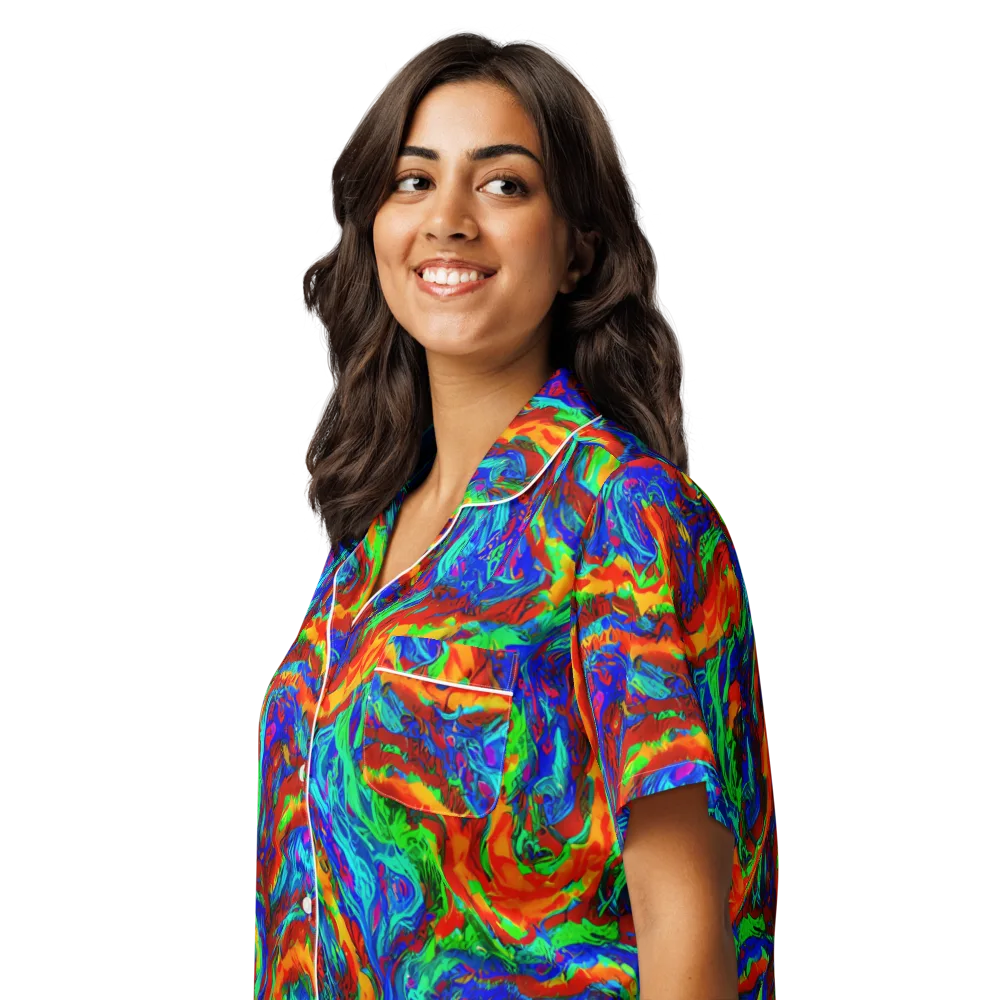 The Chromatic Rush on Women's Short Sleeve Pajama Top — Left Front