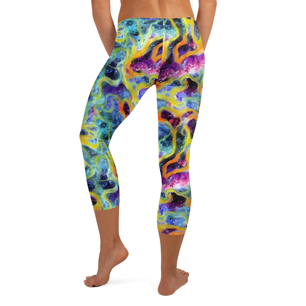 Electric Rivulet on Capri Leggings — Back
