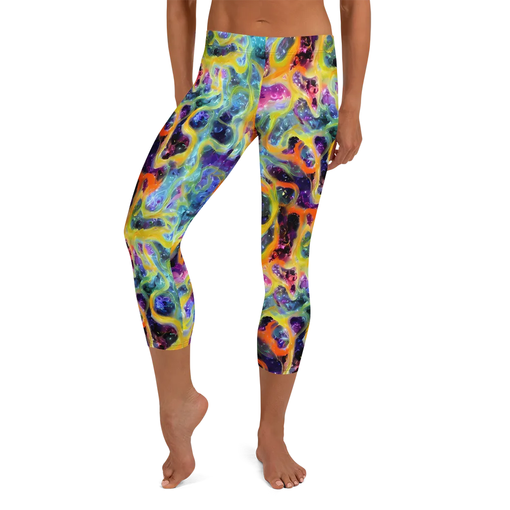 Electric Rivulet on Capri Leggings — Front
