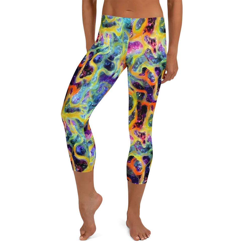 Electric Rivulet on Capri Leggings — Front