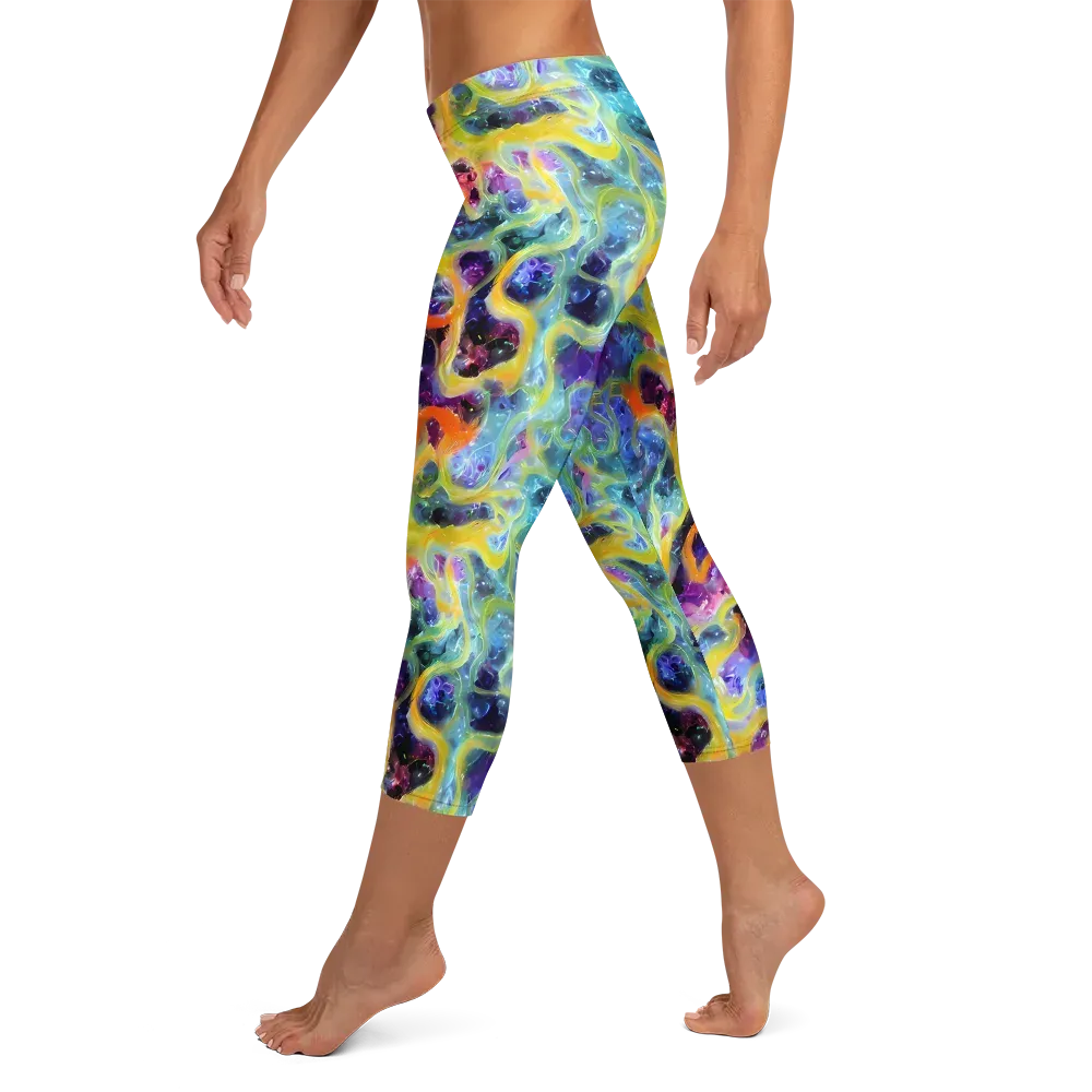 Electric Rivulet on Capri Leggings — Left