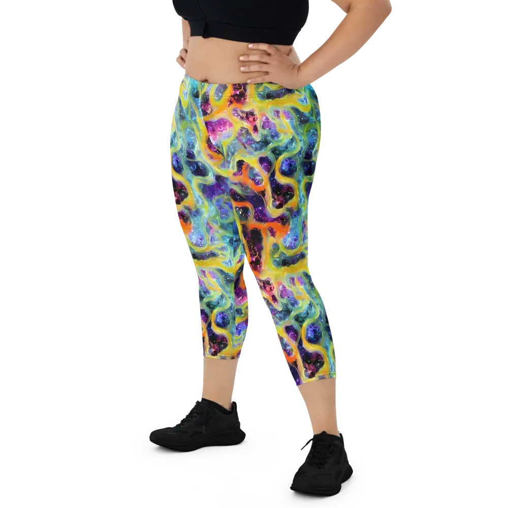 Electric Rivulet on Capri Leggings — Front