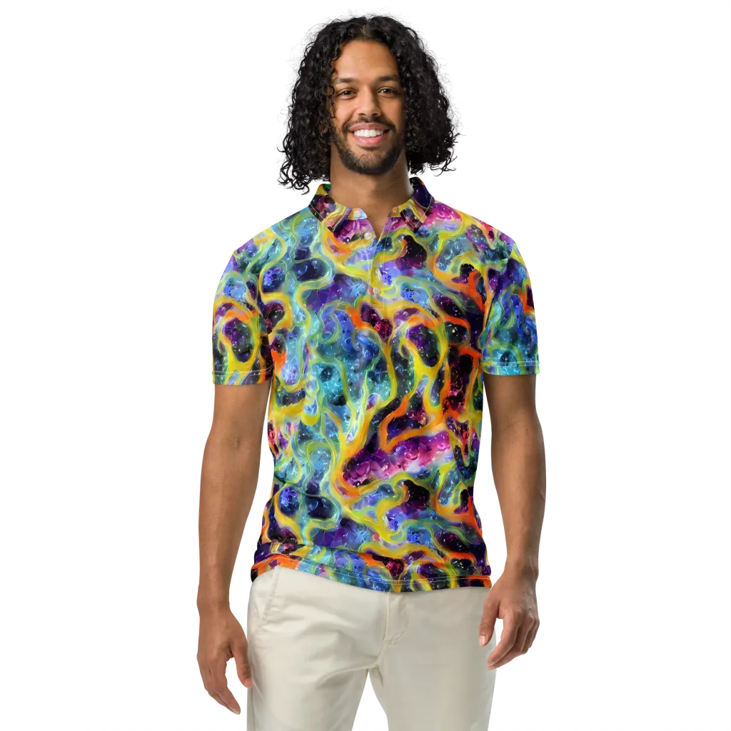 Electric Rivulet on Men's Slim Fit Polo Shirt — Front