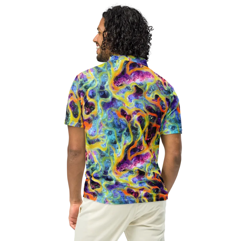 Electric Rivulet on Men's Slim Fit Polo Shirt — Back
