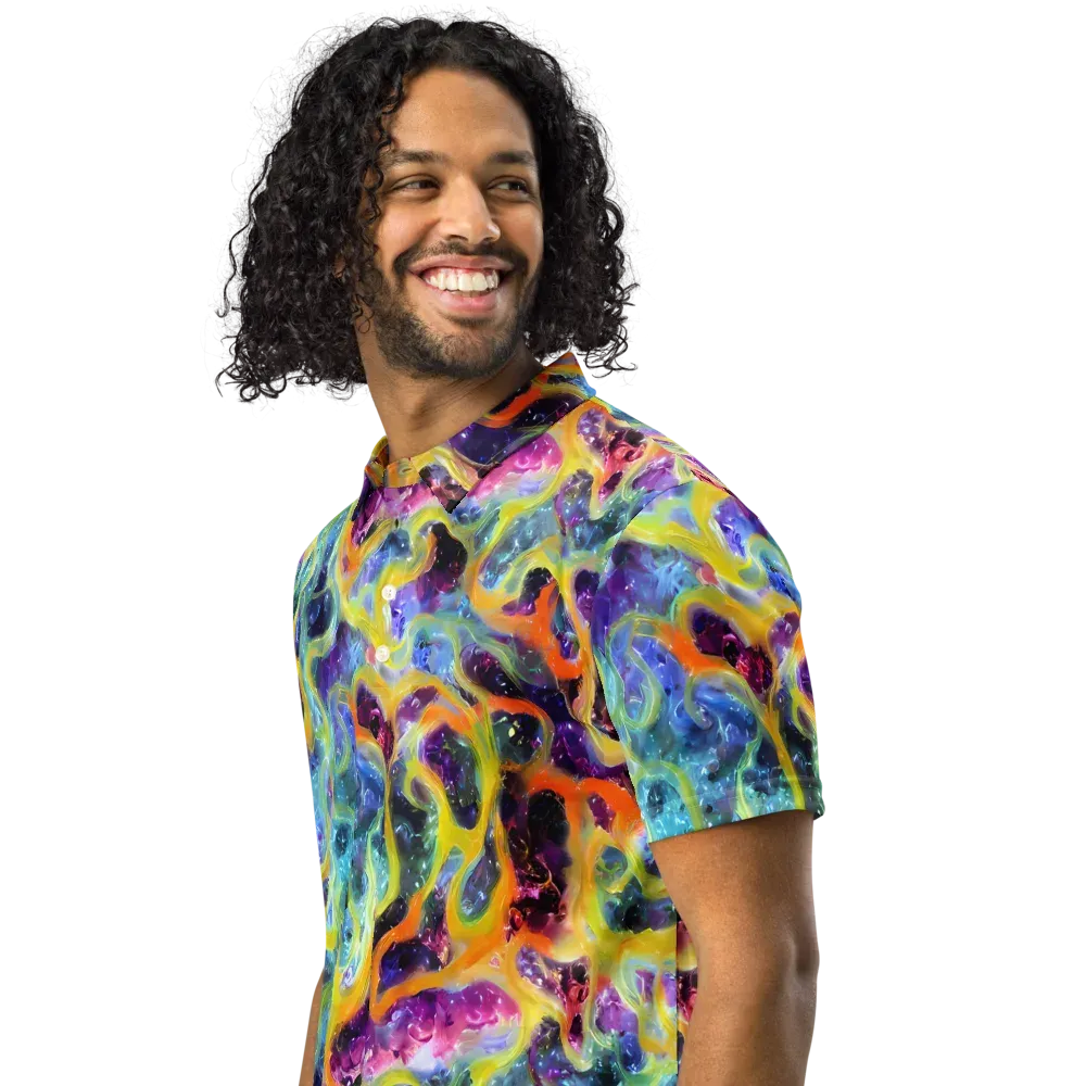 Electric Rivulet on Men's Slim Fit Polo Shirt — Left Front