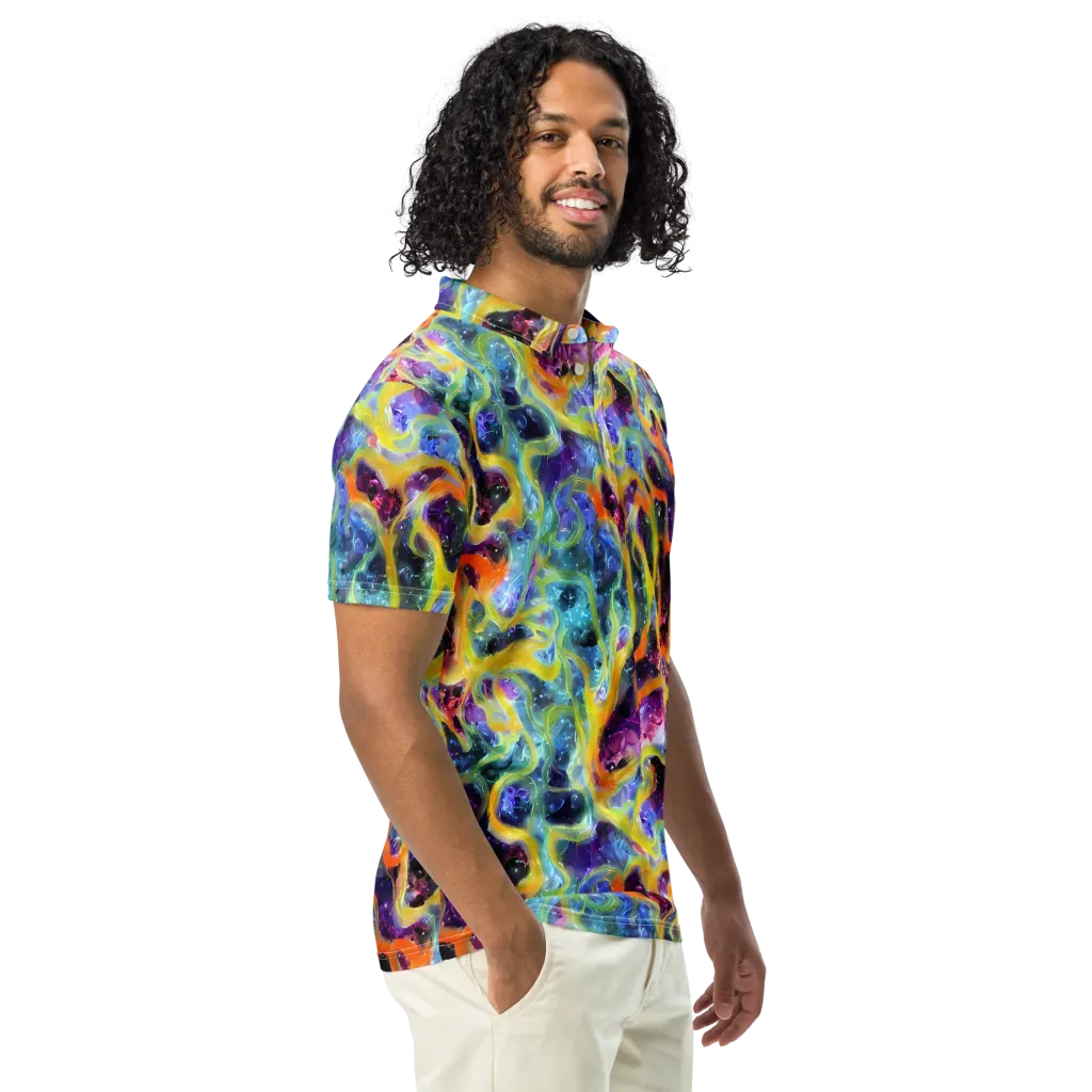 Electric Rivulet on Men's Slim Fit Polo Shirt — Right Front