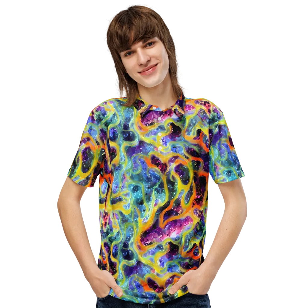 Electric Rivulet on Men's Slim Fit Polo Shirt — Front