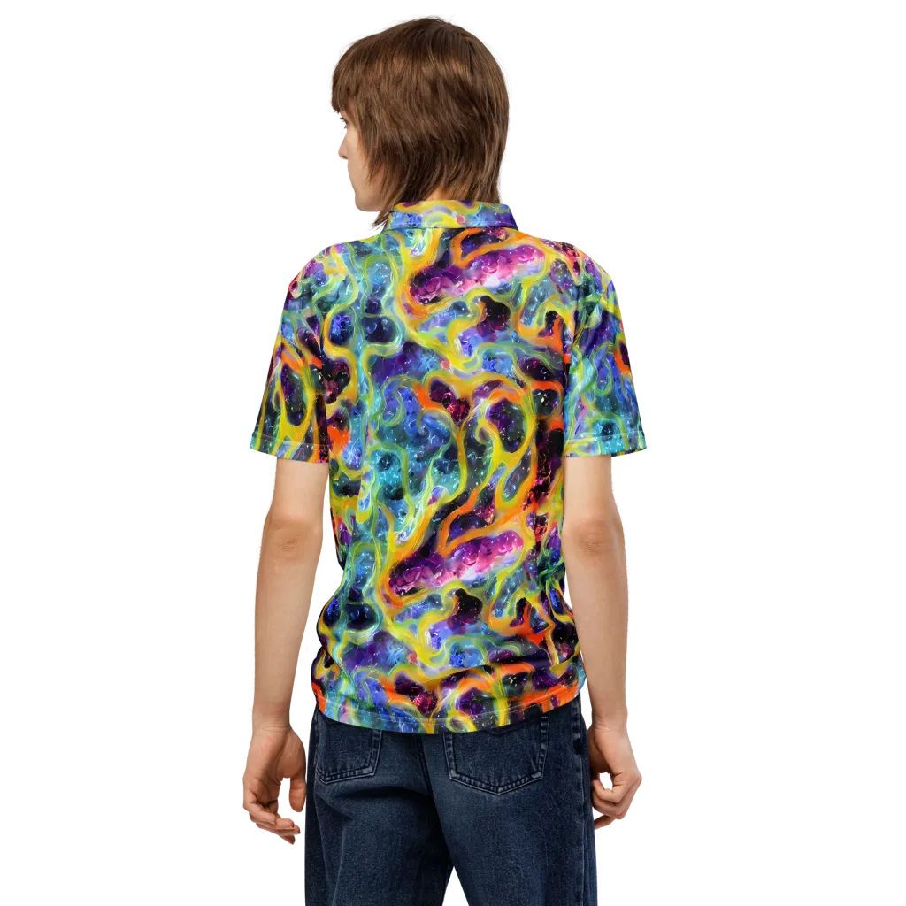 Electric Rivulet on Men's Slim Fit Polo Shirt — Back