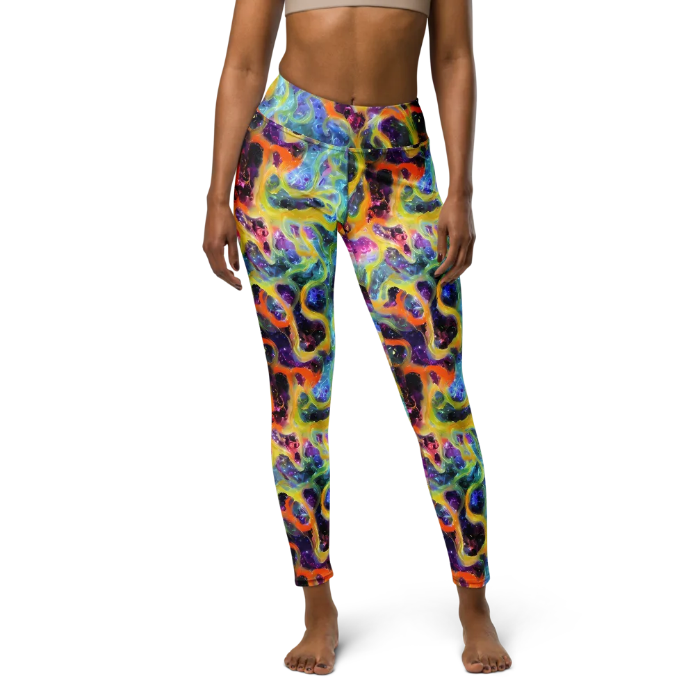 Electric Rivulet on Yoga Leggings — Front