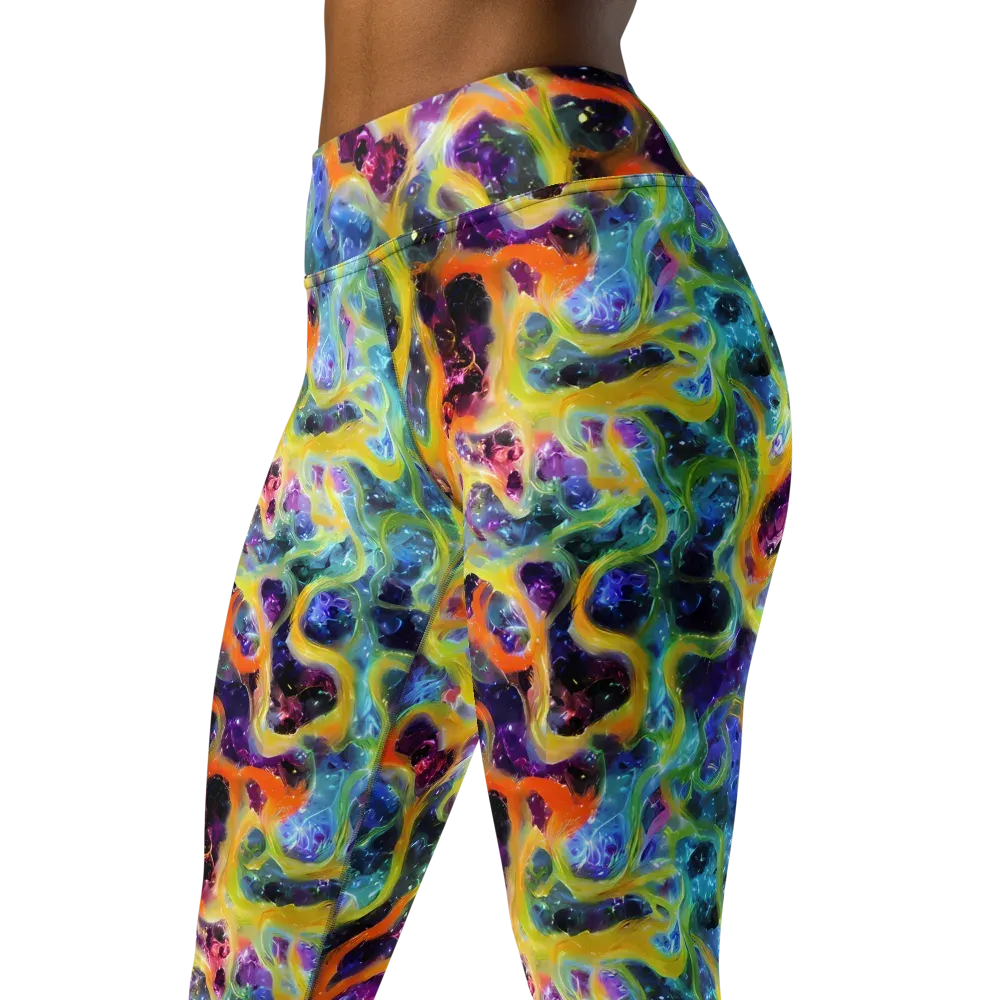 Electric Rivulet on Yoga Leggings — Left Front