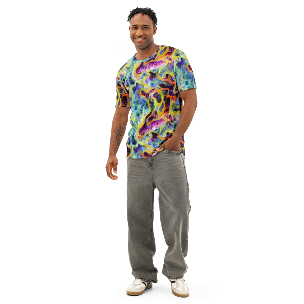 Electric Rivulet on Men's Cotton Crew Neck T-Shirt — Front