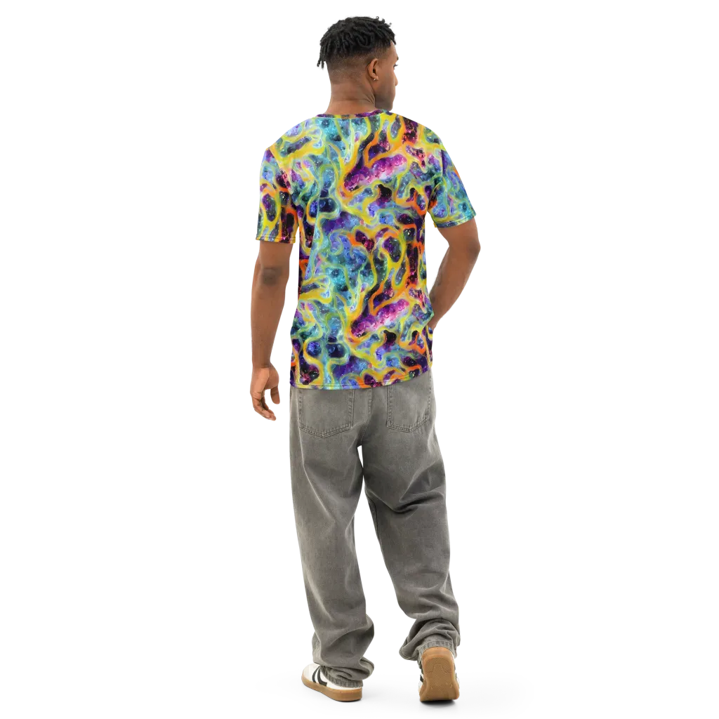 Electric Rivulet on Men's Cotton Crew Neck T-Shirt — Back
