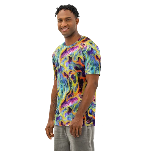 Electric Rivulet on a Men's Cotton Crew Neck T-Shirt