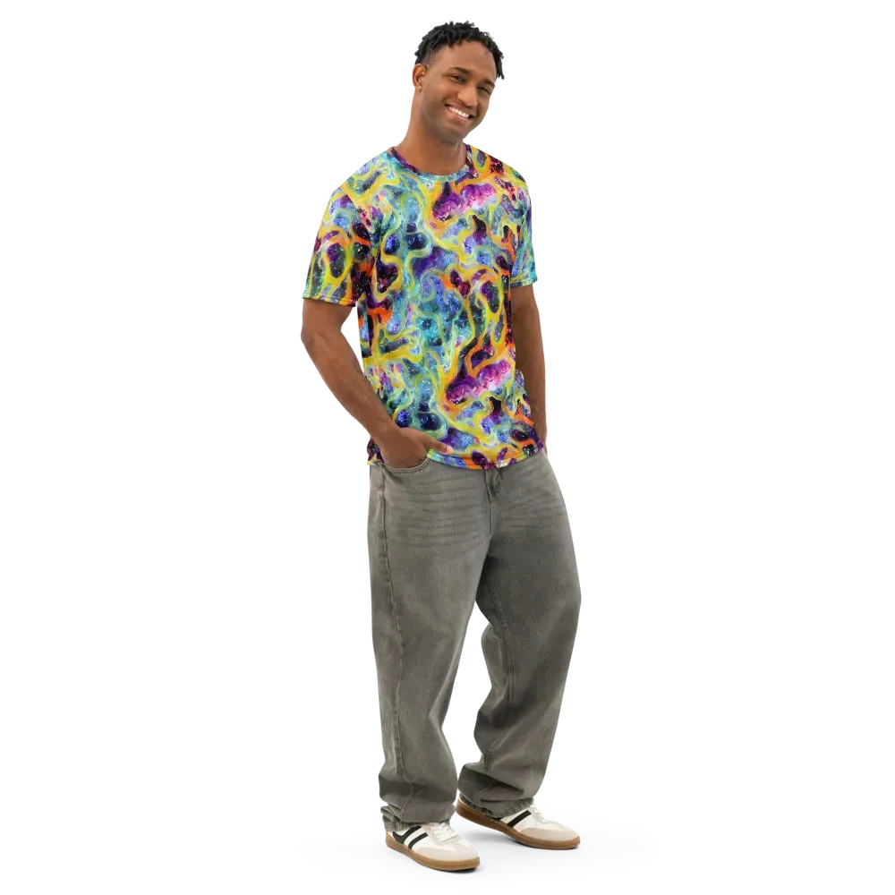 Electric Rivulet on Men's Cotton Crew Neck T-Shirt — Right Front