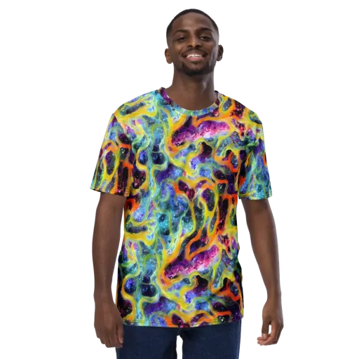 Electric Rivulet on a Men's Crew Neck T-Shirt