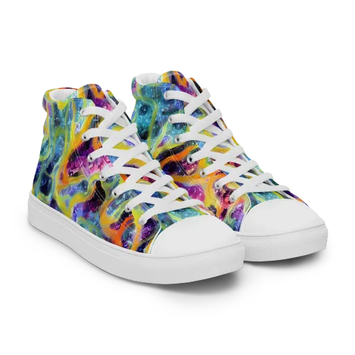 Electric Rivulet on a Men's High Top Canvas Shoes