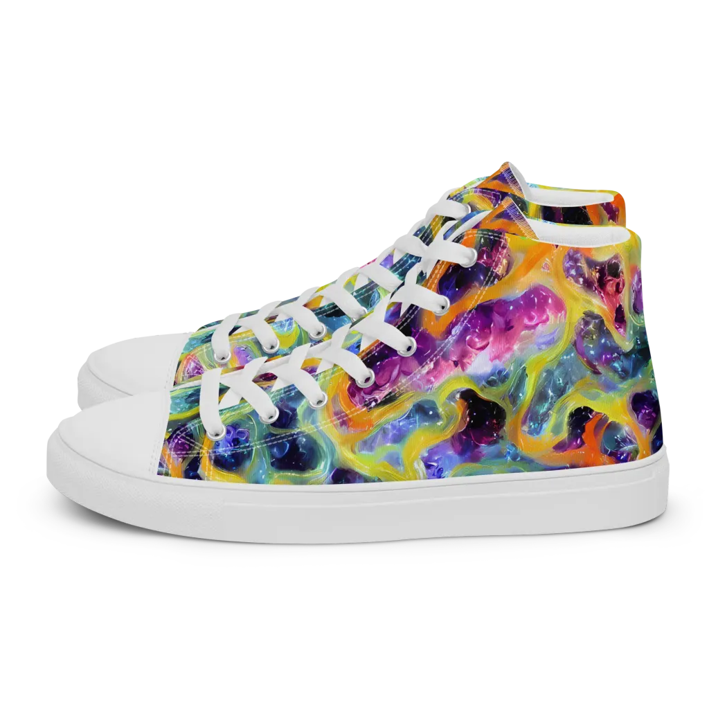 Electric Rivulet on Men's High Top Canvas Shoes — Left