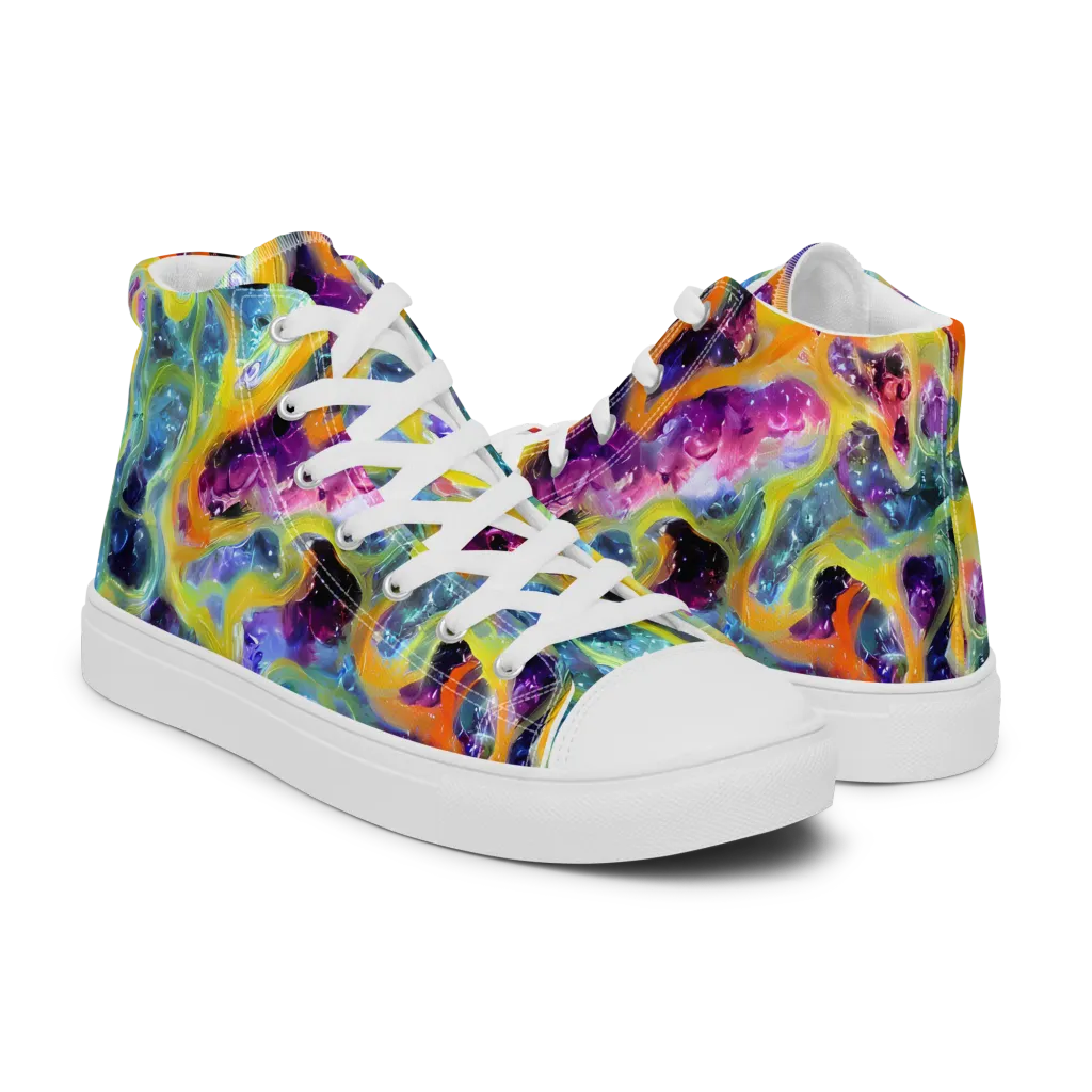 Electric Rivulet on Men's High Top Canvas Shoes — Right