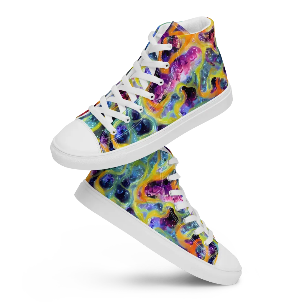 Electric Rivulet on Men's High Top Canvas Shoes — Front