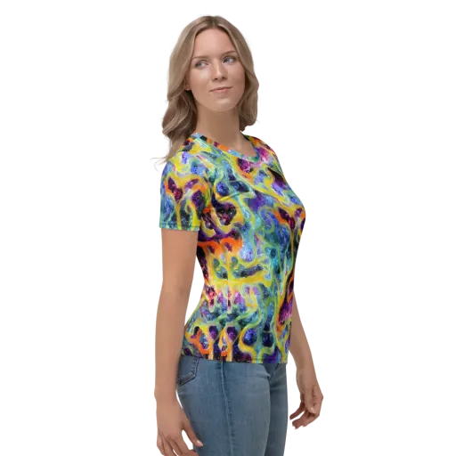 Electric Rivulet on a Women's Crew Neck T-Shirt
