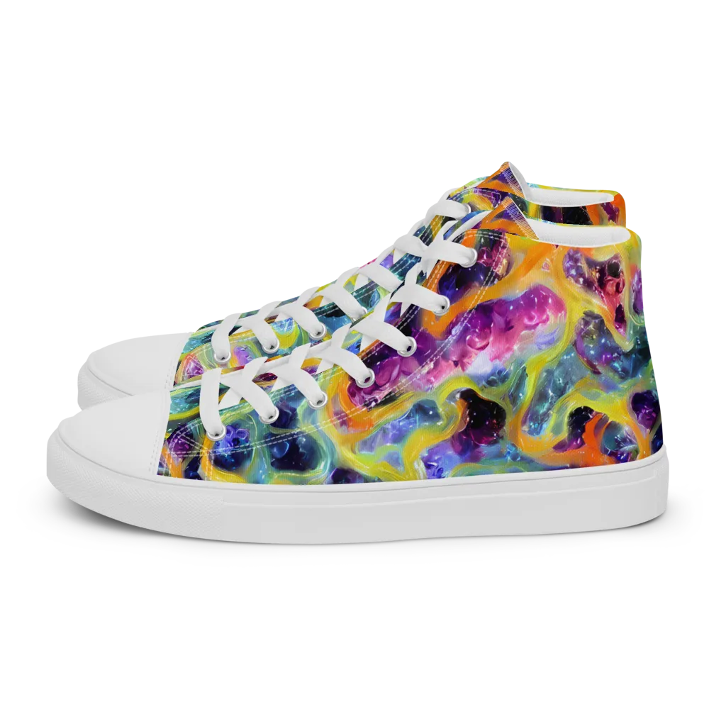 Electric Rivulet on Women's High Top Canvas Shoes — Left