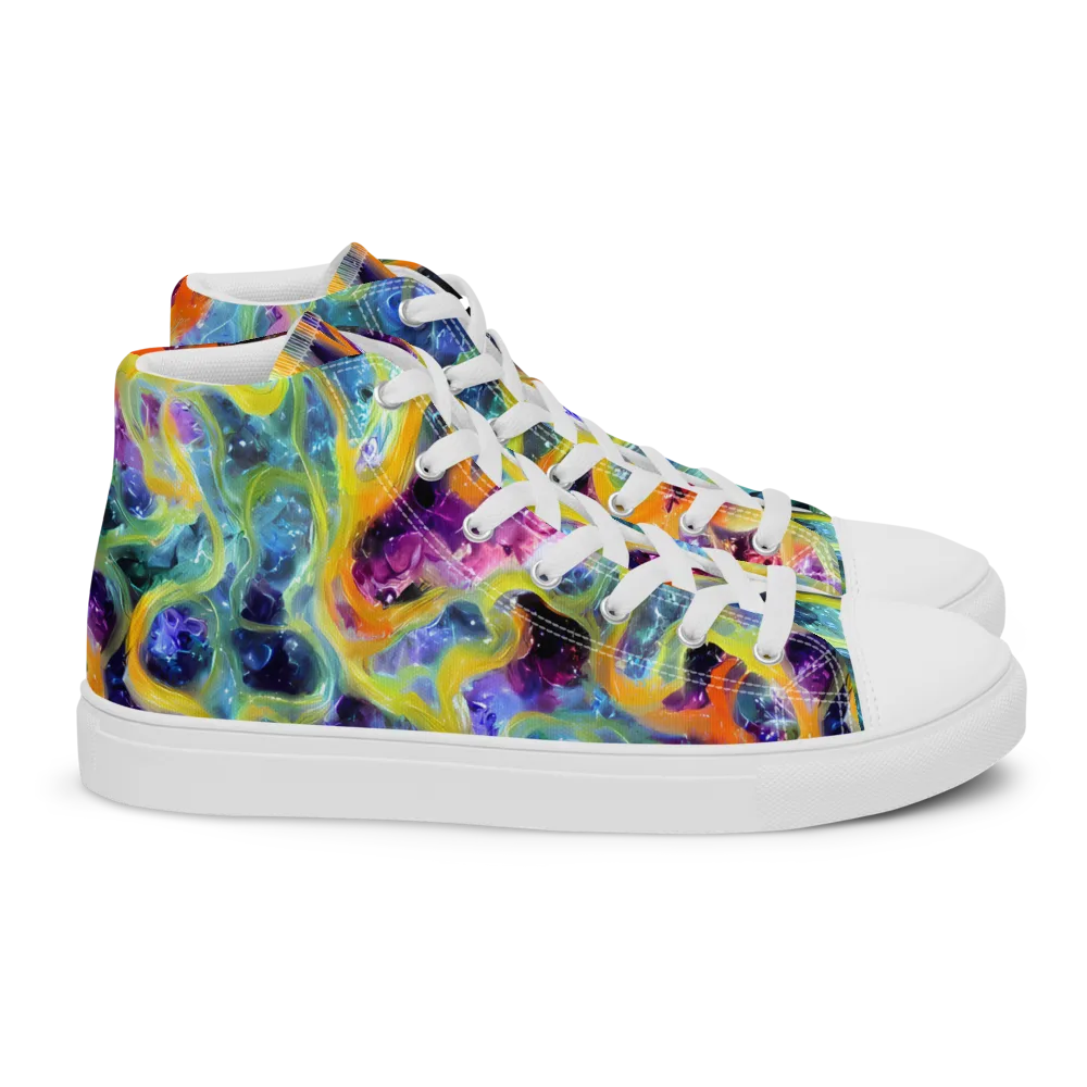 Electric Rivulet on Women's High Top Canvas Shoes — Right