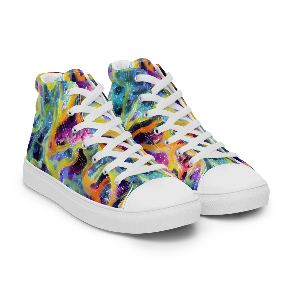 Electric Rivulet on Women's High Top Canvas Shoes — Right Front
