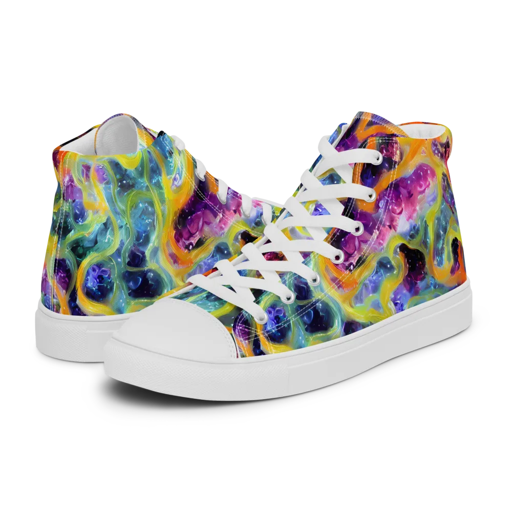 Electric Rivulet on Women's High Top Canvas Shoes — Left