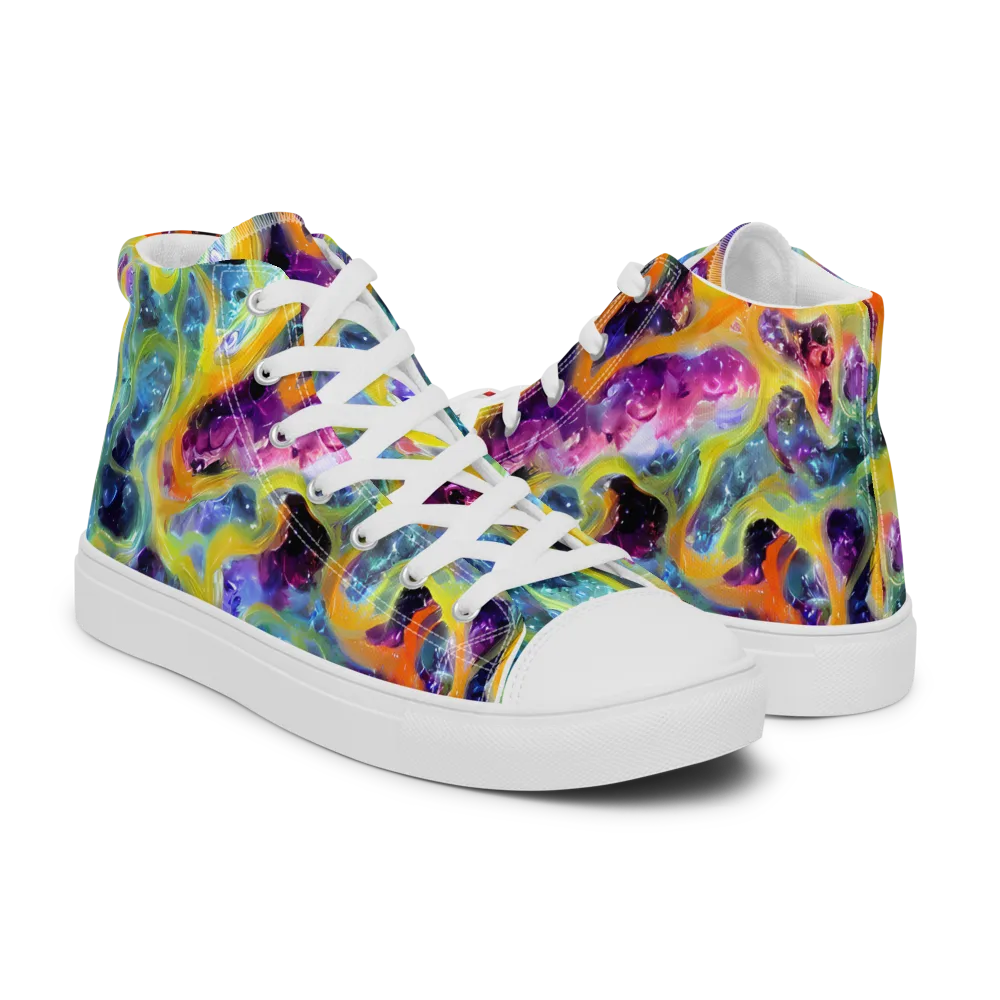 Electric Rivulet on Women's High Top Canvas Shoes — Right