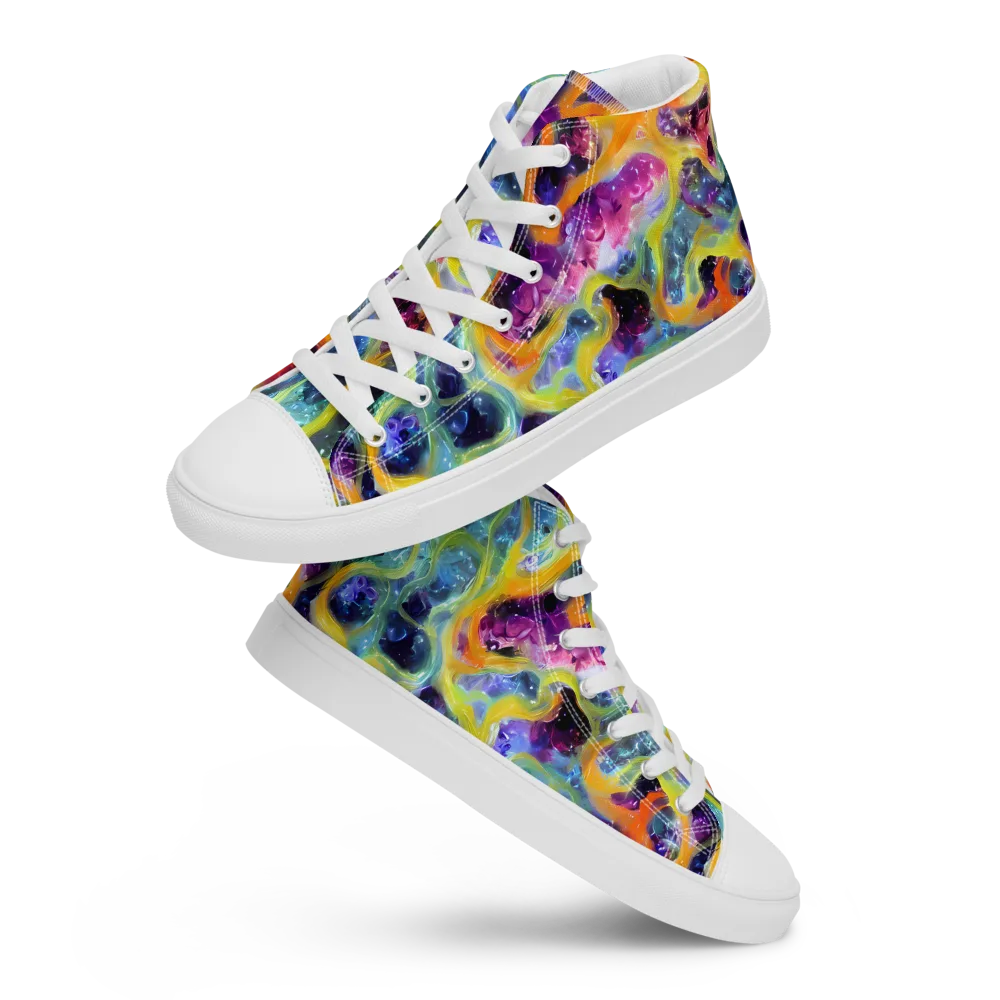 Electric Rivulet on Women's High Top Canvas Shoes — Front